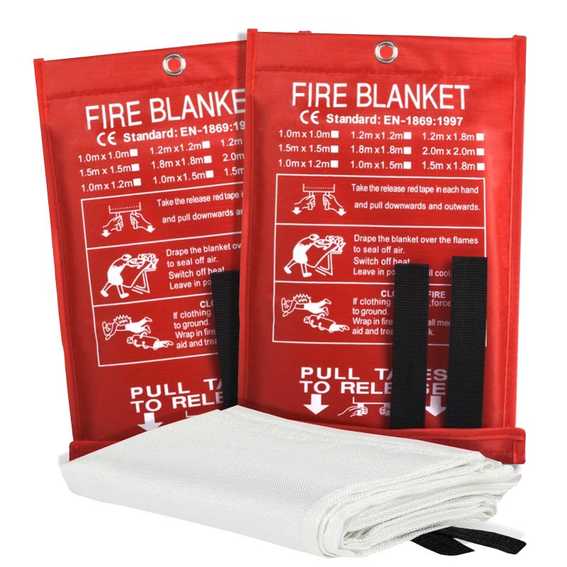 Smilco Fire Blanket 2 Pack - 40" x 40" Fiberglass Emergency Fire Blanket for Home and Kitchen, Bedroom, Camping, Grill, Fireplace, Easy,Safe for Young Adults and Seniors - Image 1